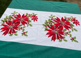 Vintage Wilendur Wilendure Christmas Poinsettia Tablecloth