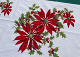 Vintage Wilendur Wilendure Christmas Poinsettia Tablecloth
