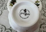 Vintage Christmas Teacup and Saucer Holly Ivy and Evergreens