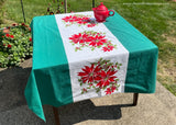 Vintage Wilendur Wilendure Christmas Poinsettia Tablecloth