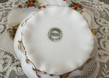 Antique Hand Painted Christmas Holly Berry Teacup and Saucer