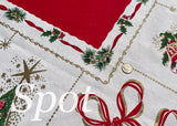 Vintage Christmas Tablecloth with Gold Metallic Details