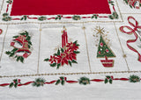 Vintage Christmas Tablecloth with Gold Metallic Details
