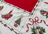 Vintage Christmas Tablecloth with Gold Metallic Details