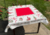 Vintage Christmas Tablecloth with Gold Metallic Details