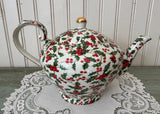 Vintage Christmas Teapot Holly Hollyberry Chintz