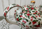 Vintage Christmas Teapot Holly Hollyberry Chintz