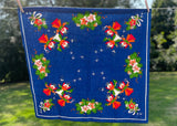 NOS Vintage Scandinavian Christmas Angels Blue Tablecloth