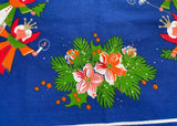 NOS Vintage Scandinavian Christmas Angels Blue Tablecloth