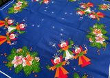 NOS Vintage Scandinavian Christmas Angels Blue Tablecloth