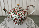 Vintage Christmas Teapot Holly Hollyberry Chintz