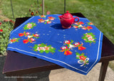 NOS Vintage Scandinavian Christmas Angels Blue Tablecloth