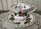 A Cup of Christmas Tea Teacup and Saucer by Warren Hanson Larger - The Pink Rose Cottage 