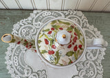 Vintage Christmas Chintz Holly Mistletoe Coffee Tea Pot and Cups