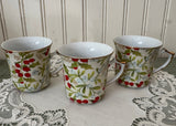 Vintage Christmas Chintz Holly Mistletoe Coffee Tea Pot and Cups