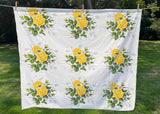 Vintage Woodstock Yellow Cottage Roses Tablecloth