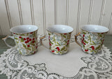 Vintage Christmas Chintz Holly Mistletoe Coffee Tea Pot and Cups