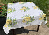 Vintage Woodstock Yellow Cottage Roses Tablecloth