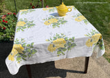 Vintage Woodstock Yellow Cottage Roses Tablecloth