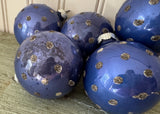 Vintage Shiny Brite Blue Mica Polka Dot Christmas Tree Ornaments