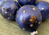 Vintage Shiny Brite Blue Mica Polka Dot Christmas Tree Ornaments