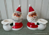 Pair of Vintage Christmas Santa Claus Candleholders