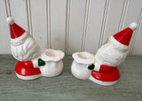Pair of Vintage Christmas Santa Claus Candleholders