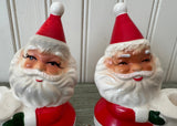 Pair of Vintage Christmas Santa Claus Candleholders