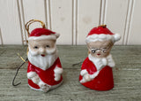 Vintage Mr & Mrs Santa Claus Porcelain Christmas Bell Ornaments Japan - The Pink Rose Cottage 
