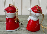 Vintage Mr & Mrs Santa Claus Porcelain Christmas Bell Ornaments Japan - The Pink Rose Cottage 