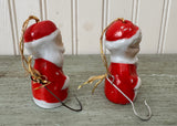 Vintage Mr & Mrs Santa Claus Porcelain Christmas Bell Ornaments Japan - The Pink Rose Cottage 