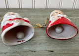 Vintage Mr & Mrs Santa Claus Porcelain Christmas Bell Ornaments Japan - The Pink Rose Cottage 