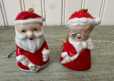 Vintage Mr & Mrs Santa Claus Porcelain Christmas Bell Ornaments Japan - The Pink Rose Cottage 