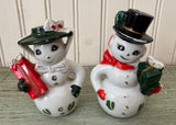 Vintage Mr. and Mrs. Christmas Snowmen Salt Pepper Shakers