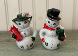 Vintage Mr. and Mrs. Christmas Snowmen Salt Pepper Shakers