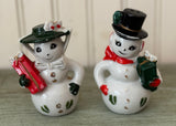 Vintage Mr. and Mrs. Christmas Snowmen Salt Pepper Shakers