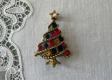 Vintage Antiqued Gold and Rhinestone  Christmas Tree