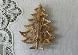 Vintage Brooks Harp Christmas Tree with Candles and Ornaments Brooch