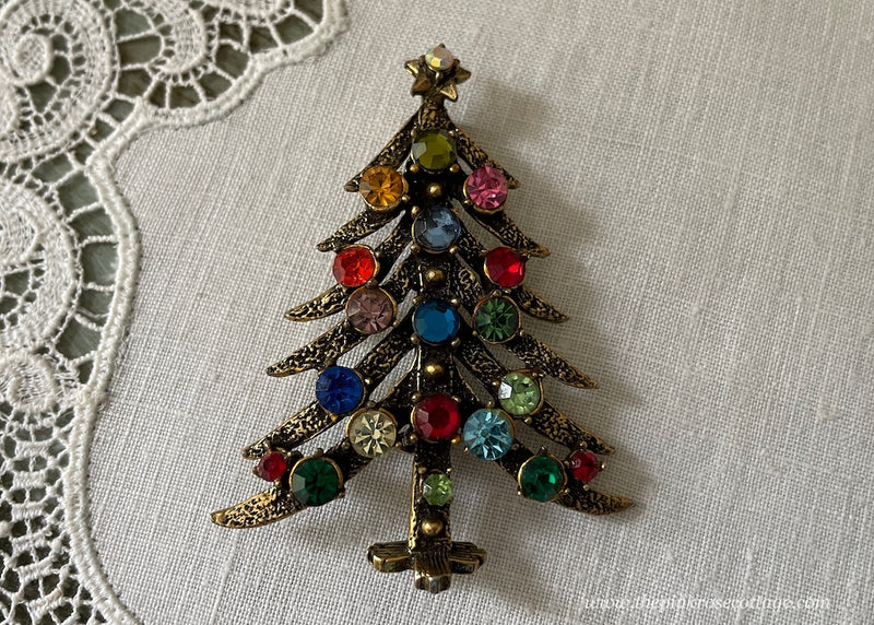 1950s´ HollyCraft リボン キャンドル クリスマスブローチ