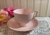 Vintage Colclough Shell Pink with Gold Teacup and Saucer