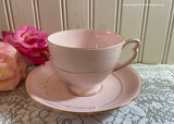 Vintage Colclough Shell Pink with Gold Teacup and Saucer