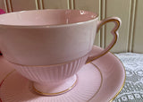 Vintage Colclough Shell Pink with Gold Teacup and Saucer