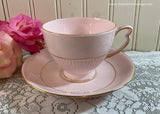 Vintage Colclough Shell Pink with Gold Teacup and Saucer