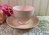 Vintage Colclough Shell Pink with Gold Teacup and Saucer