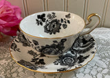 Vintage Victoria Black White Mandarin Teacup and Saucer