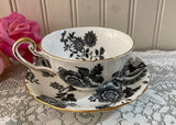 Vintage Victoria Black White Mandarin Teacup and Saucer