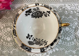 Vintage Victoria Black White Mandarin Teacup and Saucer