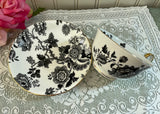 Vintage Victoria Black White Mandarin Teacup and Saucer