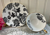 Vintage Victoria Black White Mandarin Teacup and Saucer