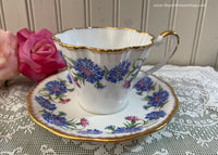 Vintage Salisbury Harvest Time Blue Bachelor Button Teacup and Saucer